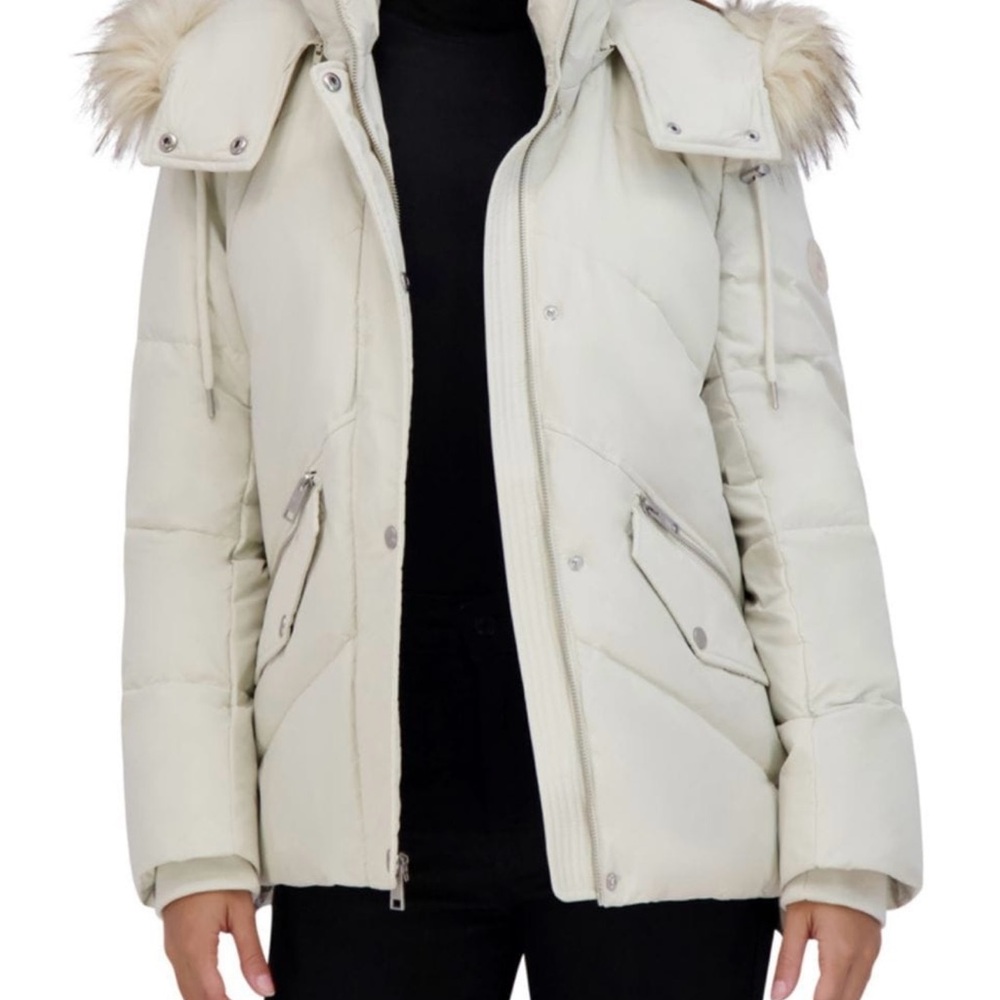 Andrew Marc Women's Premium White Fur-Trimmed Jacket